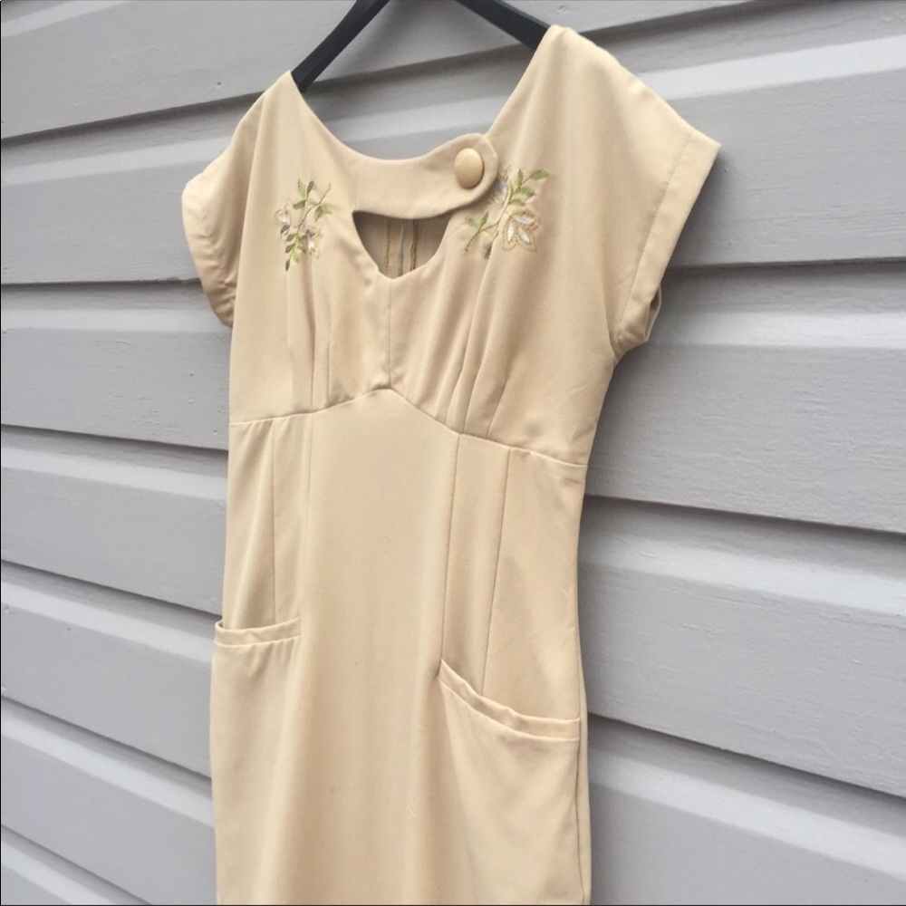 Beige Pencil Dress Tatyana Bettie Page 50’s Pin-Up